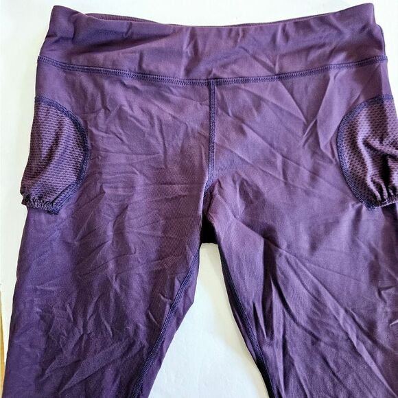 LIJA Energy Cropped Tennis Ball Pocket Purple Athletic UV Protection Leggings M - Picture 7 of 7